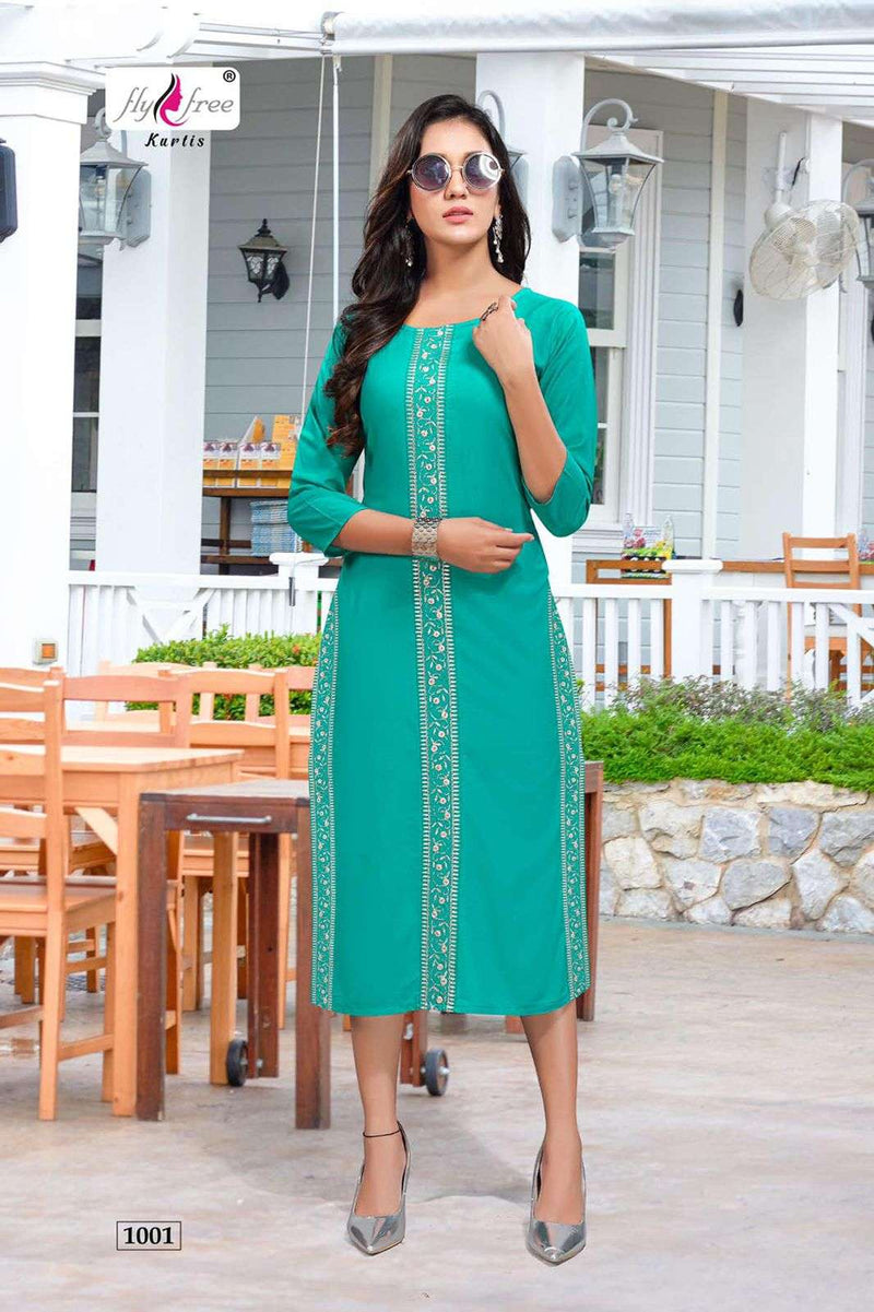 Fly Free Sehnaz Rayon Fancy Stylish Exclusive Party Wear Kurtis