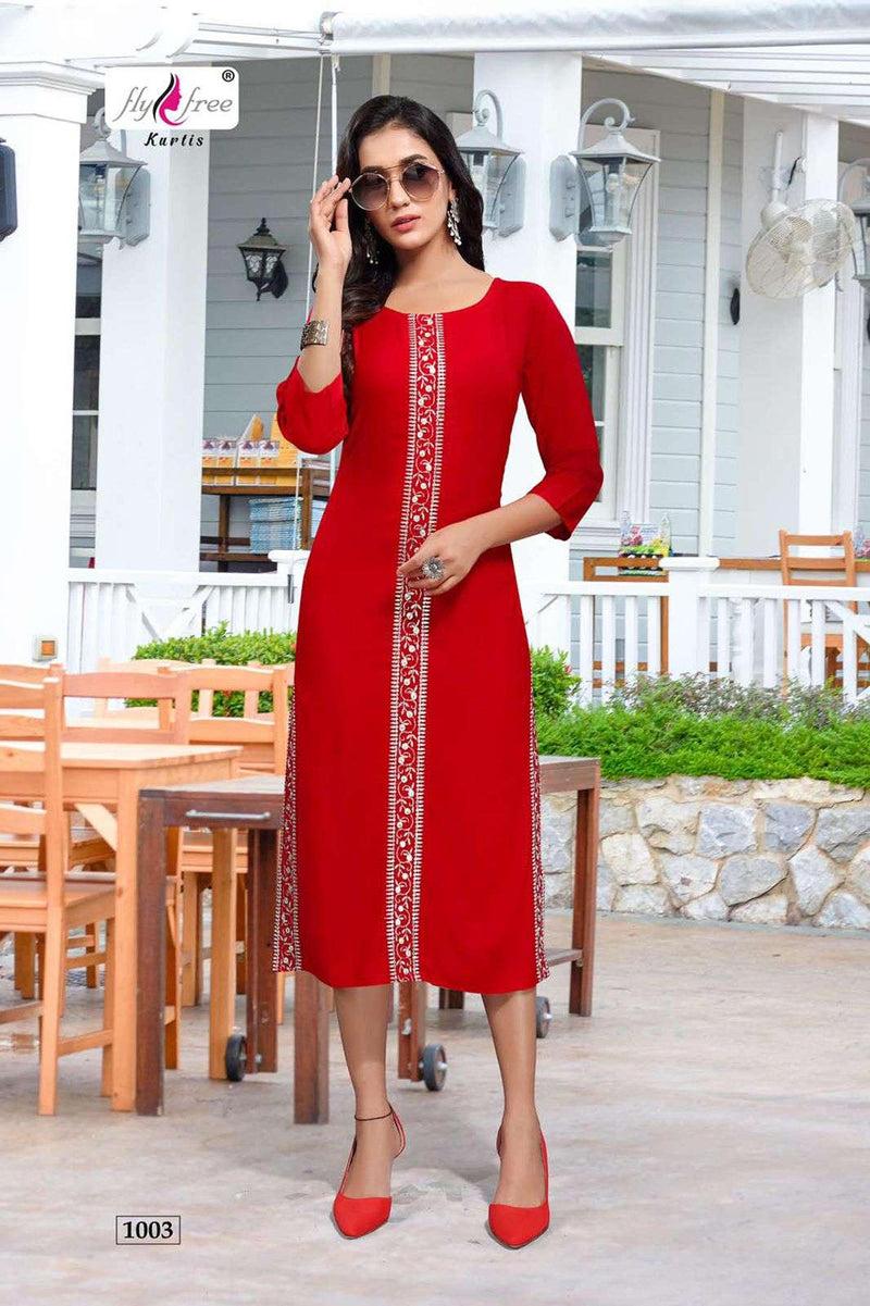 Fly Free Sehnaz Rayon Fancy Stylish Exclusive Party Wear Kurtis