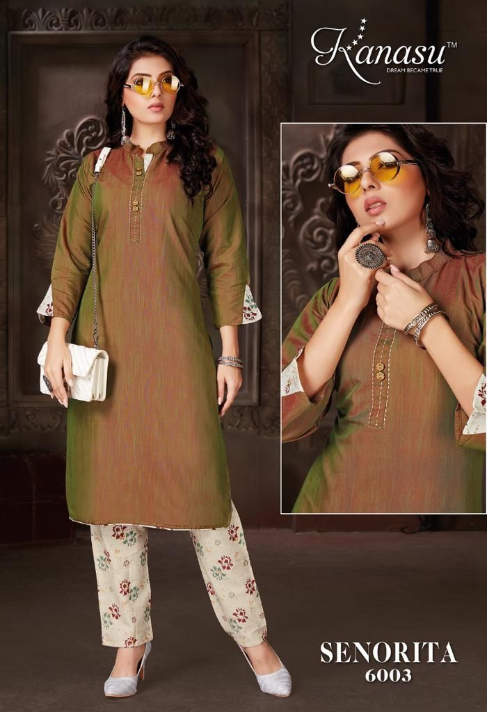 Kanasu Kurti Senorita Rayon Fancy Party Wear Kurtis With Bottom