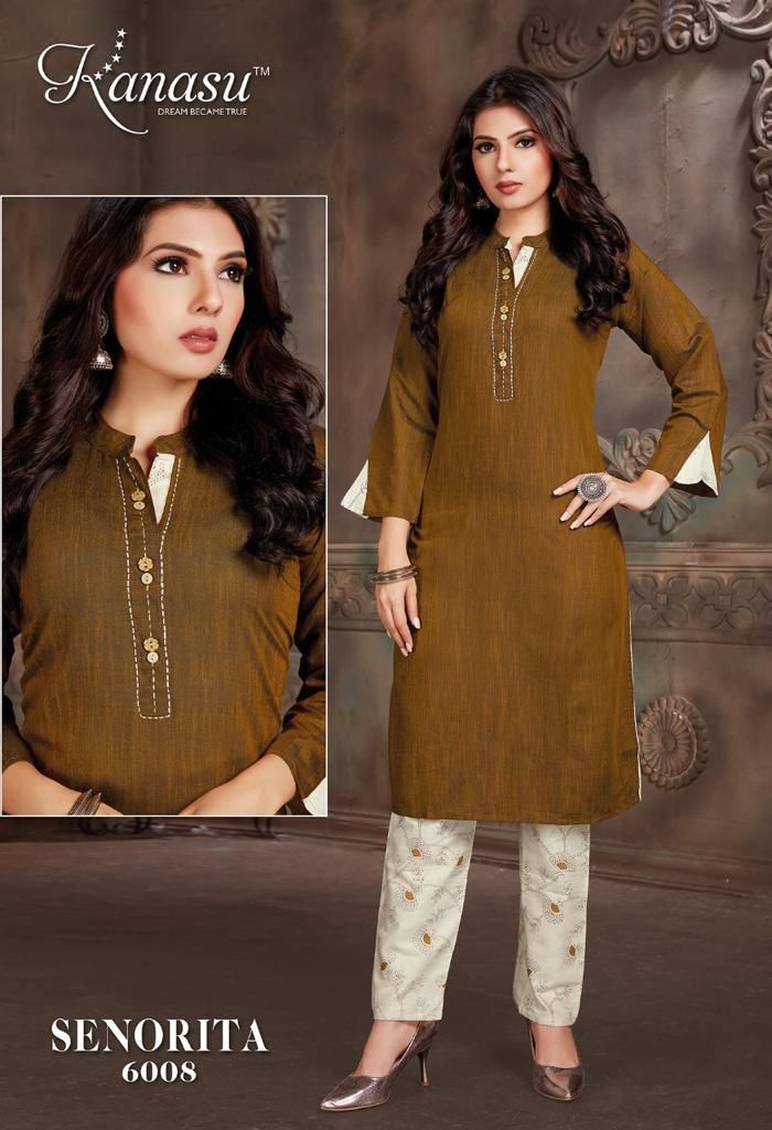 Kanasu Kurti Senorita Rayon Fancy Party Wear Kurtis With Bottom