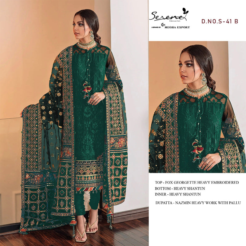 Serene S 41 Fox Georgette Designer Pakistani Style Wedding Wear  Salwar Suits
