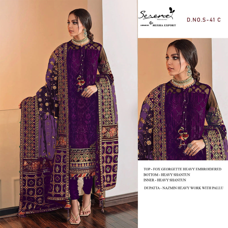 Serene S 41 Fox Georgette Designer Pakistani Style Wedding Wear  Salwar Suits