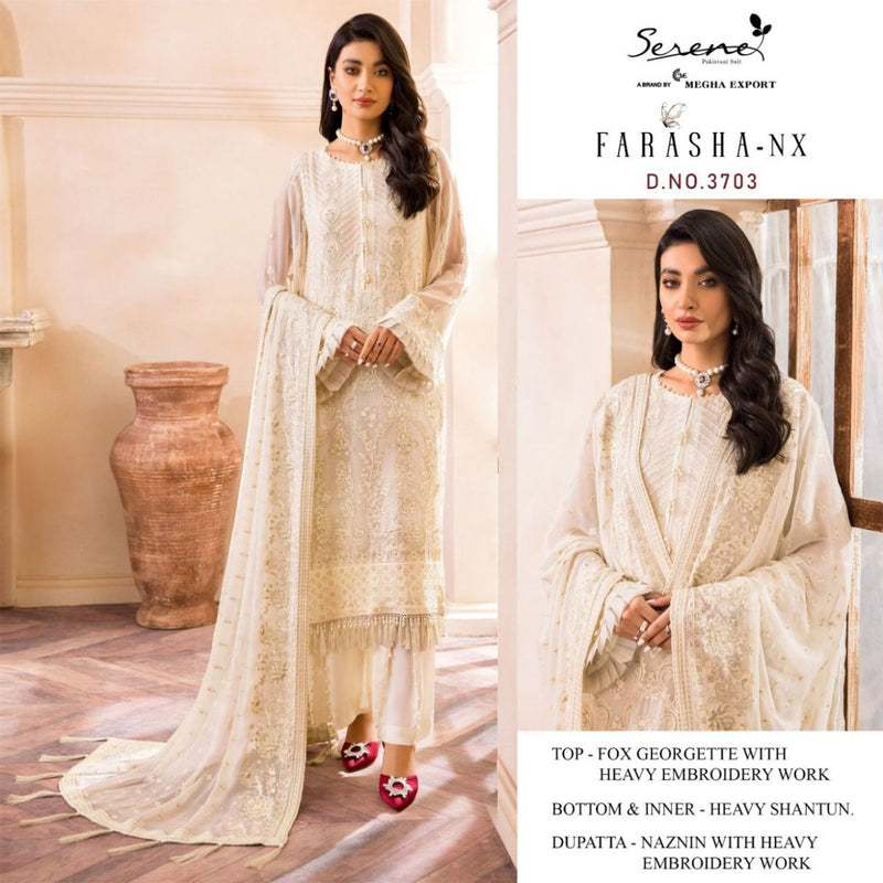 Serene Farasha Nx Fox Georgette Heavy Designer Pakistani Style Party Wear Salwar Suits With Heavy Embroidery Work