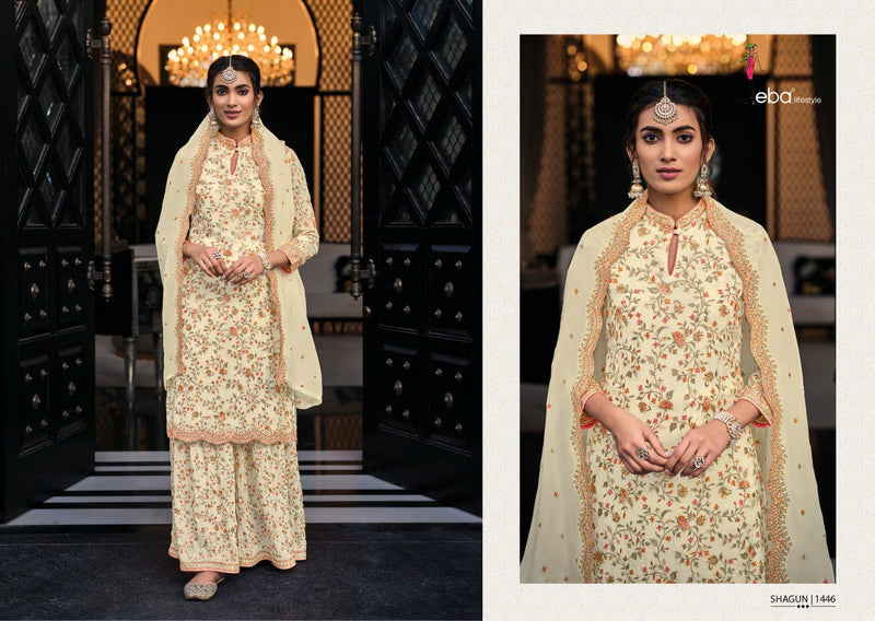 Eba Lifestyle Dno 1446 to 1448 Georgette With Heavy Embroidery Work Stylish Designer Part Wear Wedding wear Salwar Kameez
