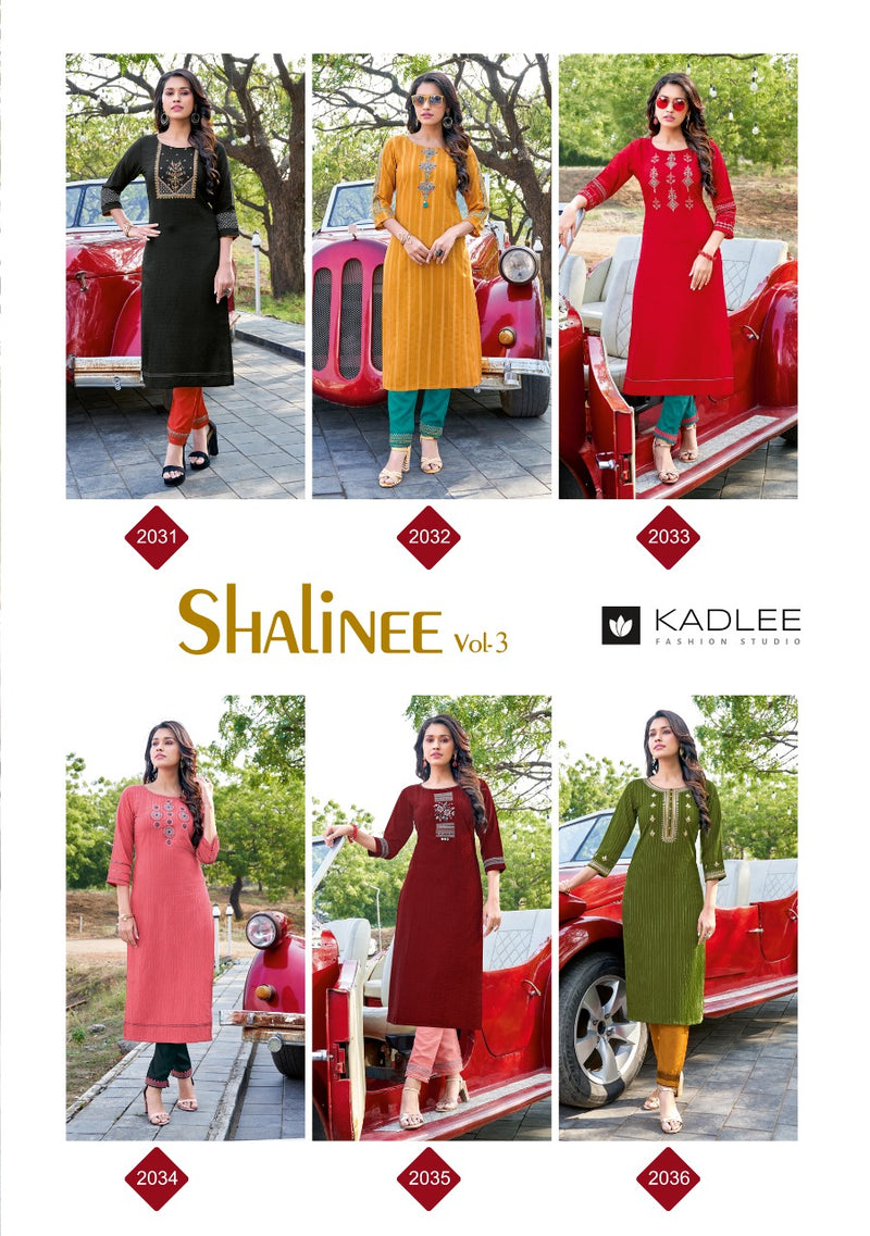 Kadlee Fashion Shalinee Vol 3 Nylon Viscose Fancy Party Wear Kurtis