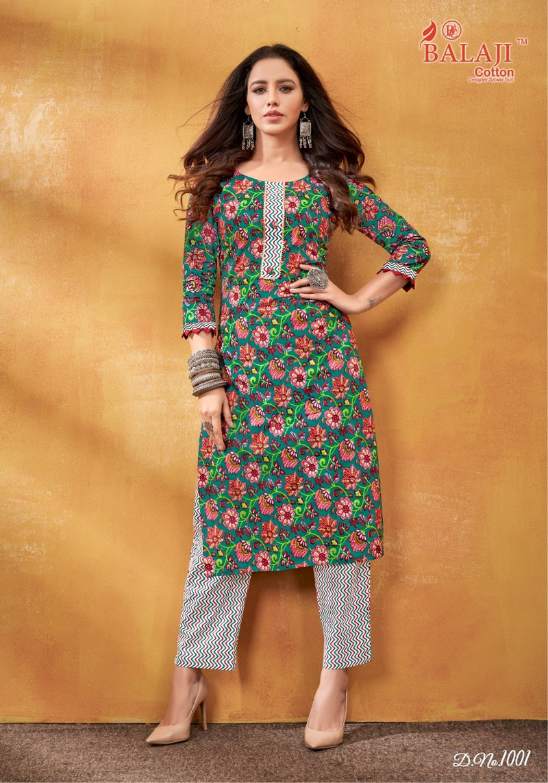 Balaji Shanaya Pure Cotton With Printed Work Stylish Designer Casual Look Fancy Kurti