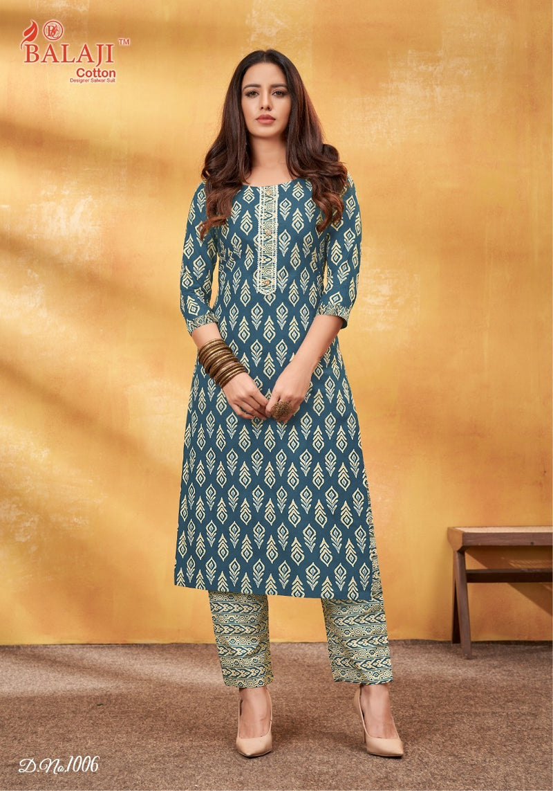 Balaji Shanaya Pure Cotton With Printed Work Stylish Designer Casual Look Fancy Kurti