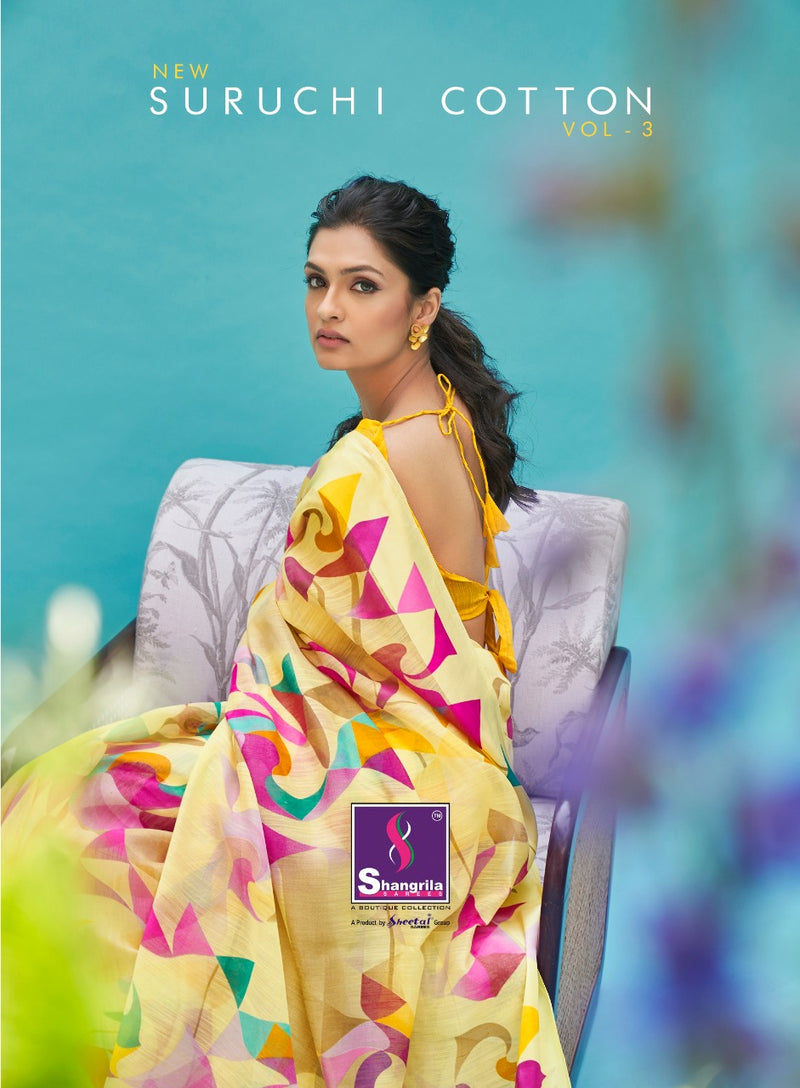 Shangrila Creation Suruchi Cotton 3 Fancy Stylish Colorful Saree In Linen Cotton