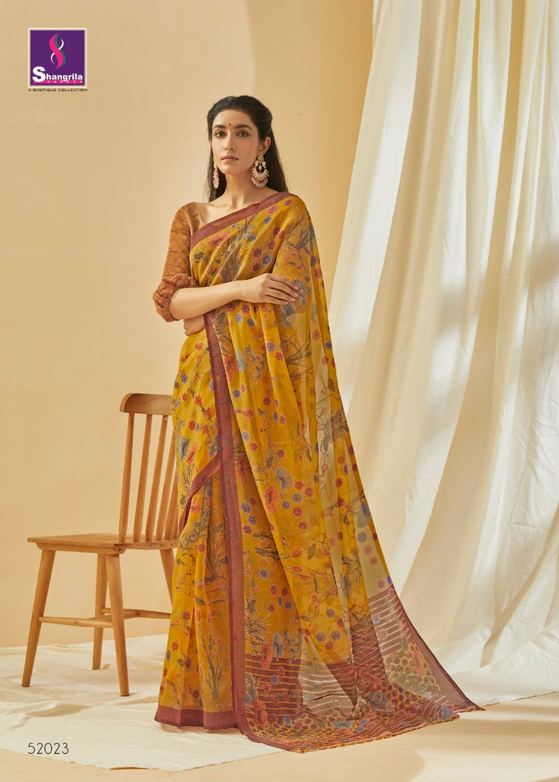 Shangrila Print Naira Vol 2 Fabric Designer Fancy Wear Saree In Brasso