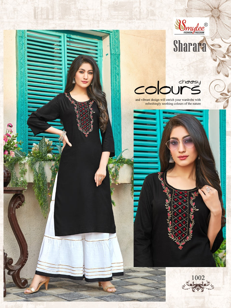 Smylee Fashion Sharara Launched Stylish  Fancy  Party Wear Kurtis With Sharara