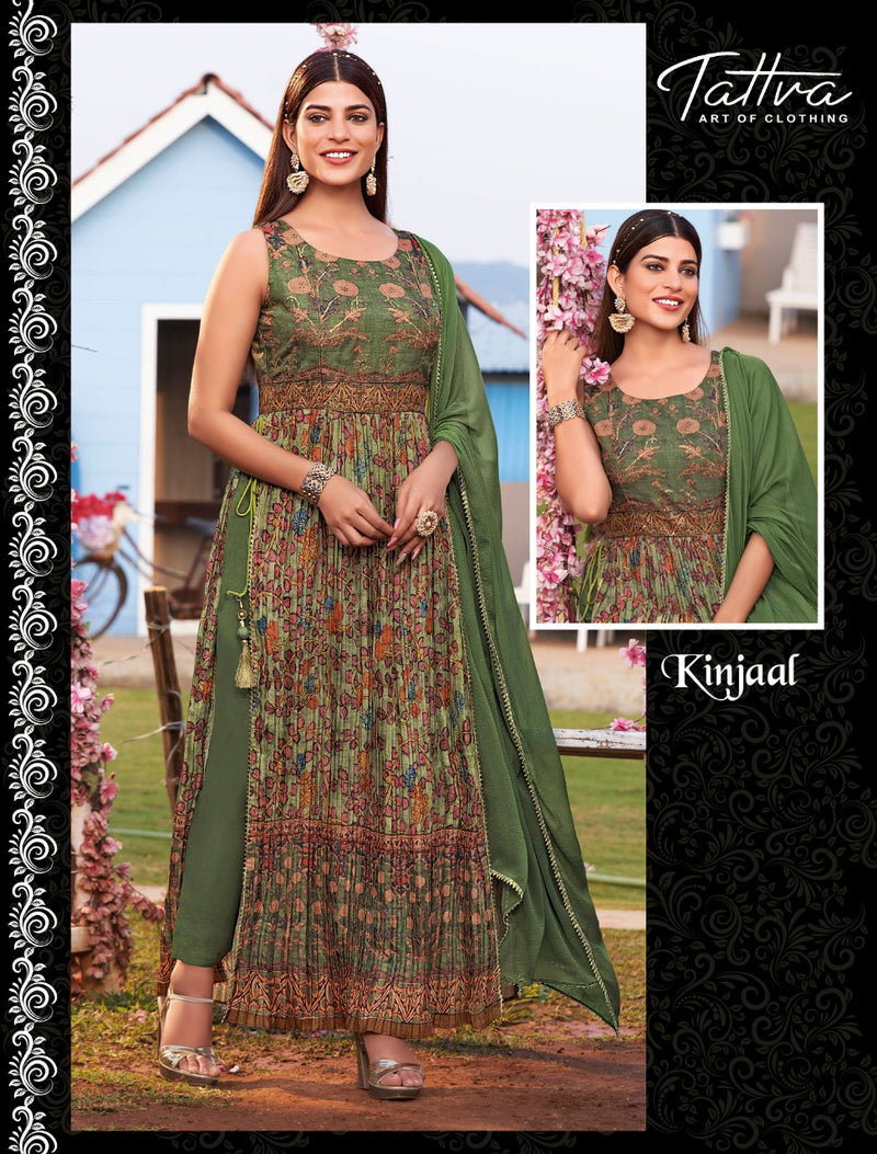 Tattva Sharmili Silk With Heavy Printed Work Stylish Designer Festive Wear Fancy Kurti