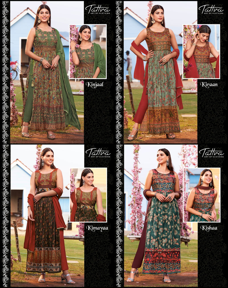 Tattva Sharmili Silk With Heavy Printed Work Stylish Designer Festive Wear Fancy Kurti