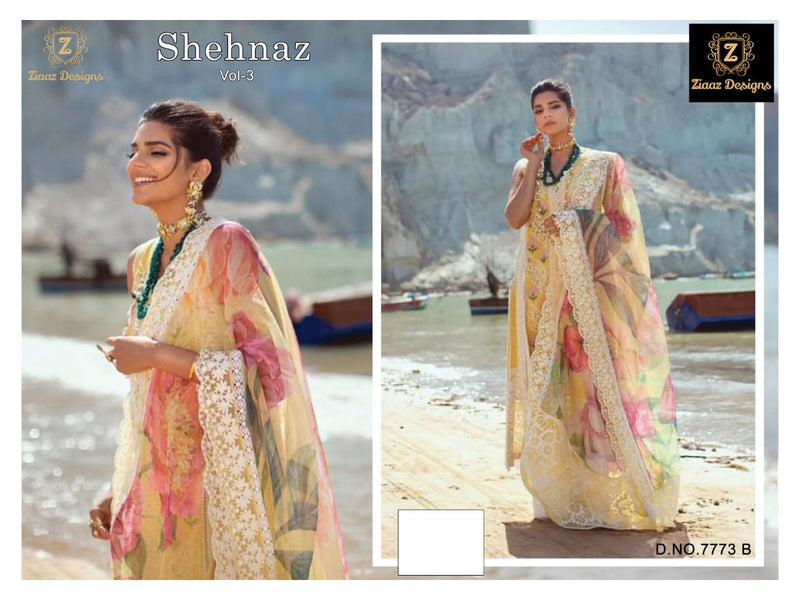 Ziaaz Designs Shehnaz Vol 3 Cotton Embroidered Pakistani Style Party Wear Salwar Suits