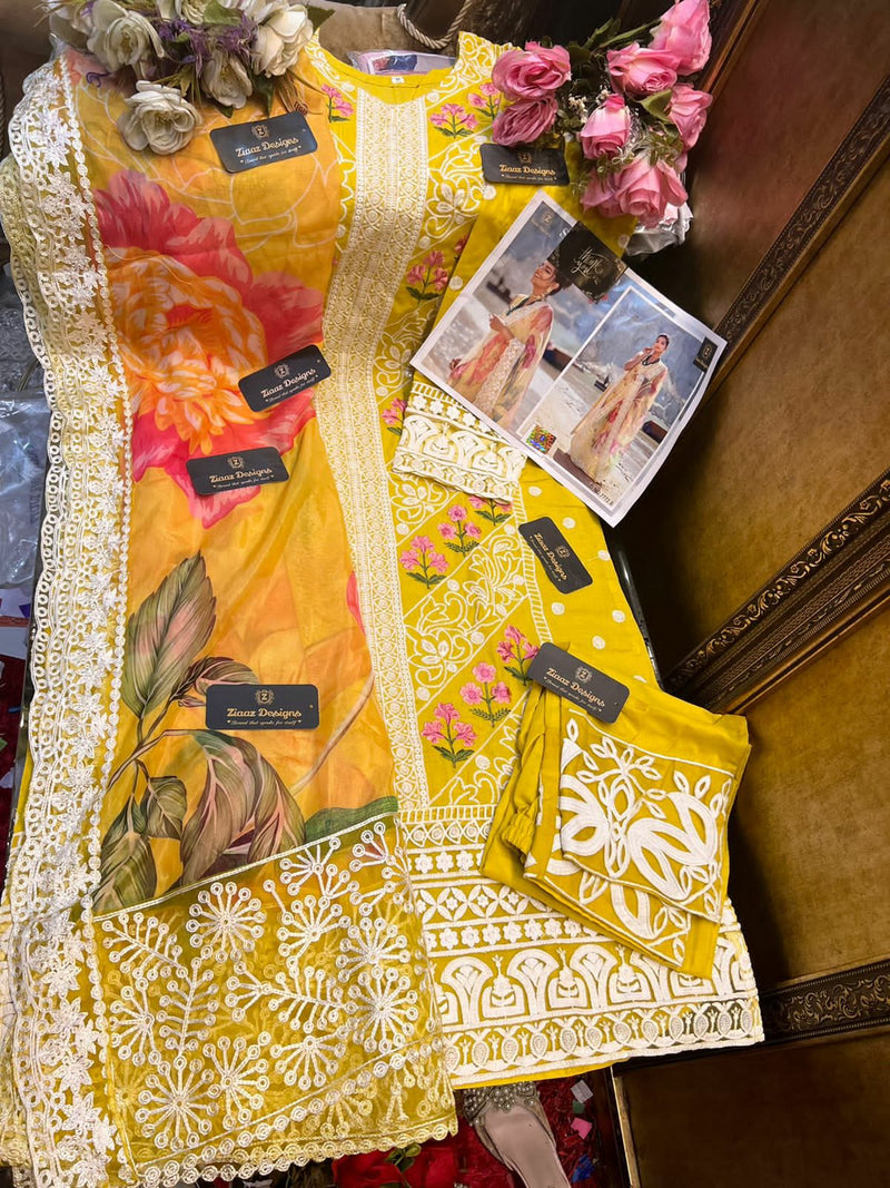 Ziaaz Designs Shehnaz Vol 3 Cotton Embroidered Pakistani Style Party Wear Salwar Suits