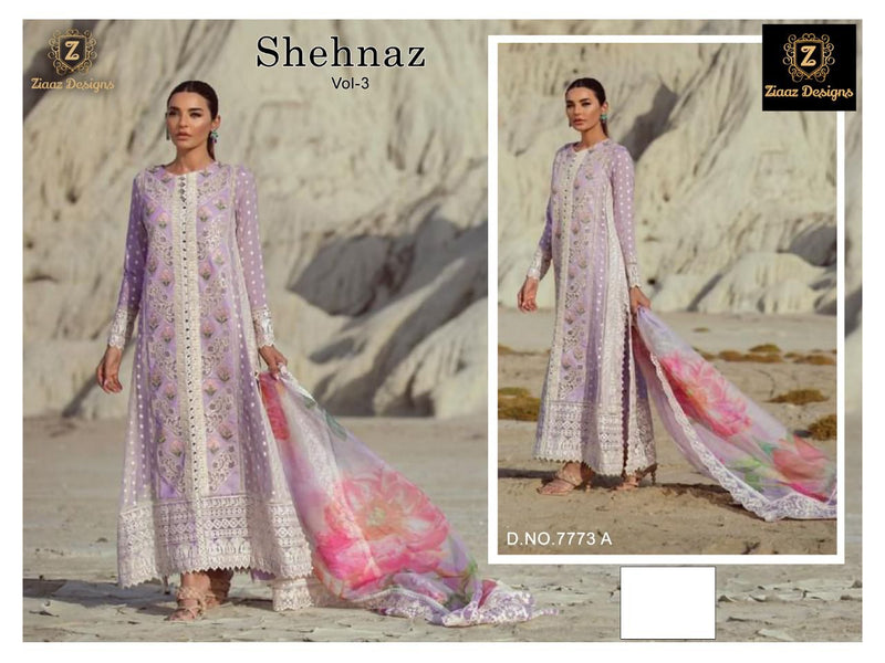 Ziaaz Designs Shehnaz Vol 3 Cotton Embroidered Pakistani Style Party Wear Salwar Suits