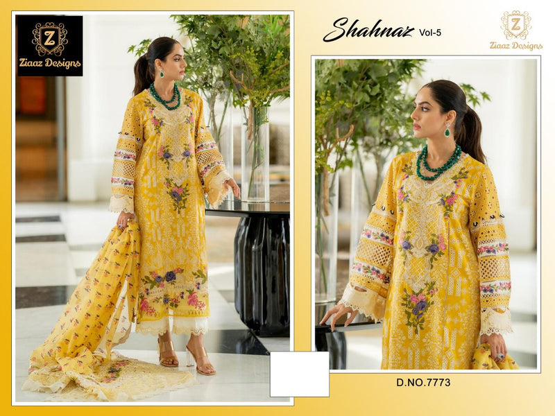 Ziaaz Designs Shehnaz Vol 5 Cotton Embroidered Pakistani Style Party Wear Salwar Suits