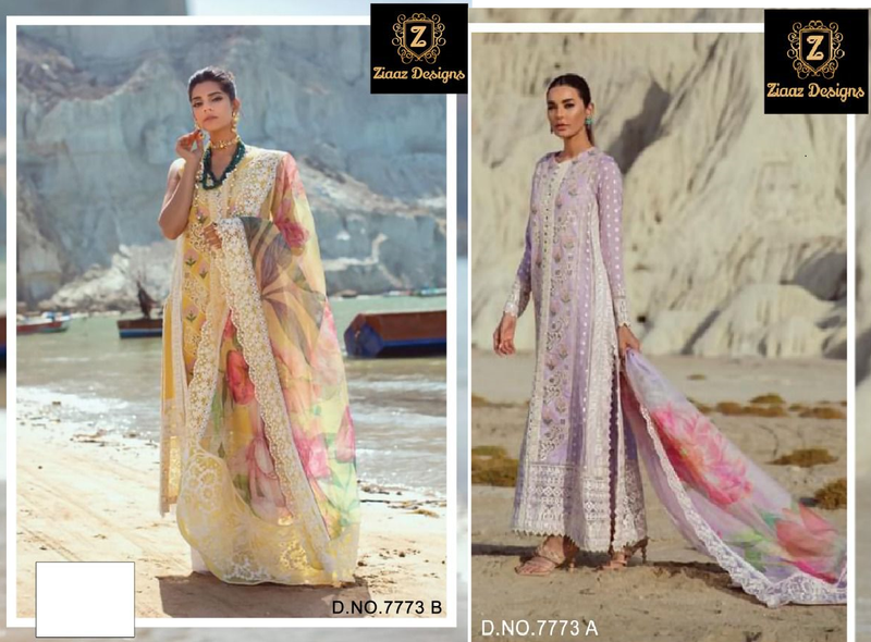 Ziaaz Designs Shehnaz Vol 3 Cotton Embroidered Pakistani Style Party Wear Salwar Suits