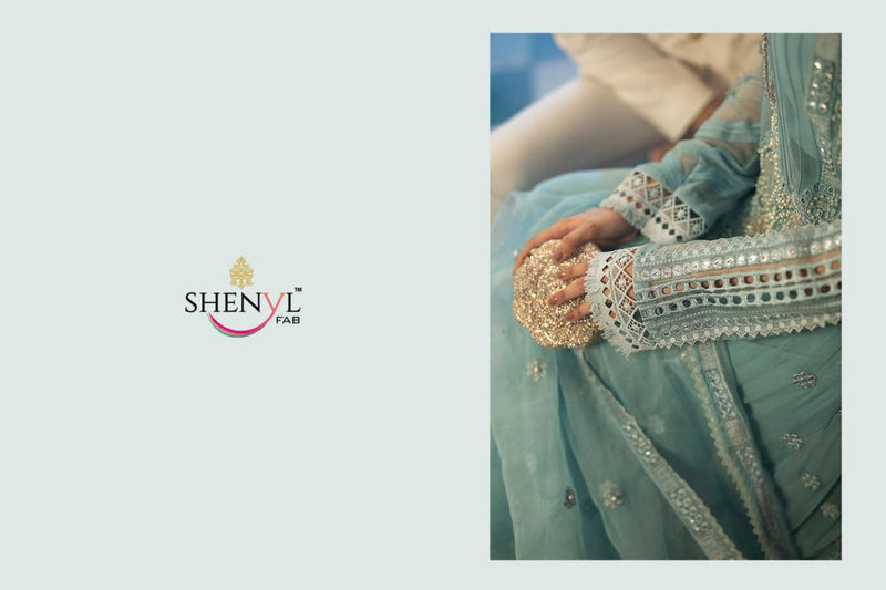 Shenyl Fab Happy New Year Vol 1 With Heavy Embroidery Work Pakisatni Suit In Butterfly Net