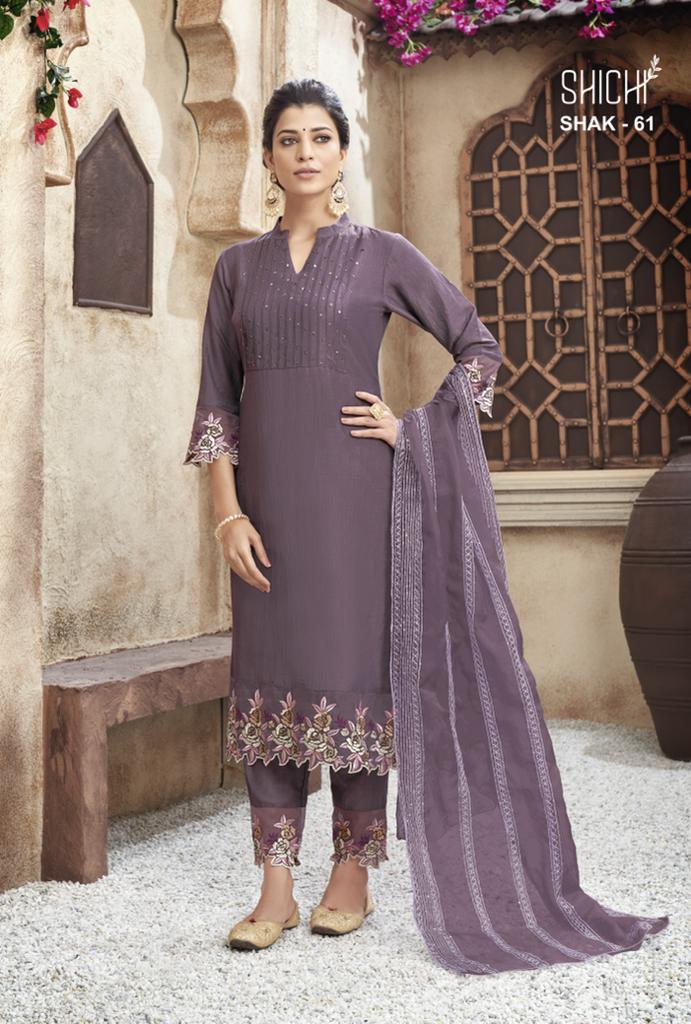 Shichi Anokhi Chinon Fancy Embroidered Party Wear HEavy Kurtis With Bottom & Dupatta