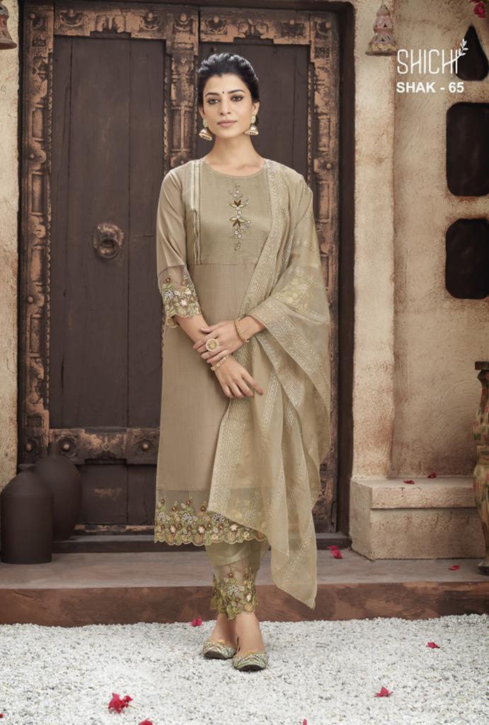 Shichi Anokhi Chinon Fancy Embroidered Party Wear HEavy Kurtis With Bottom & Dupatta