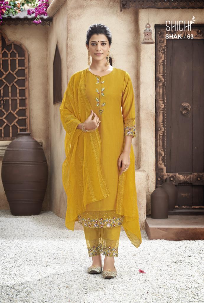 Shichi Anokhi Chinon Fancy Embroidered Party Wear HEavy Kurtis With Bottom & Dupatta