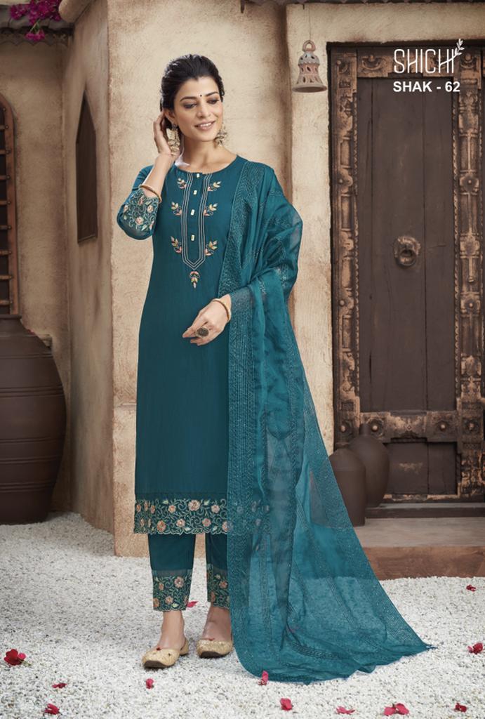 Shichi Anokhi Chinon Fancy Embroidered Party Wear HEavy Kurtis With Bottom & Dupatta