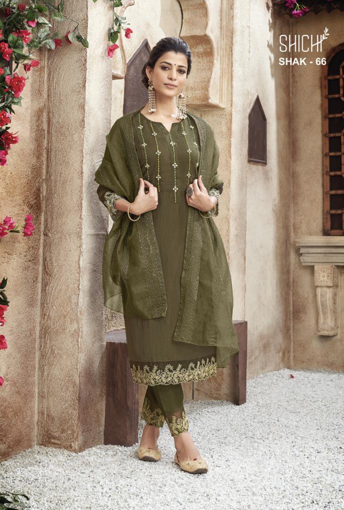Shichi Anokhi Chinon Fancy Embroidered Party Wear HEavy Kurtis With Bottom & Dupatta