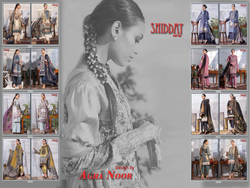 Agha Noor Shiddat Vol 2 Jam Satin Cotton Printed Pakistani Style Salwar Suits