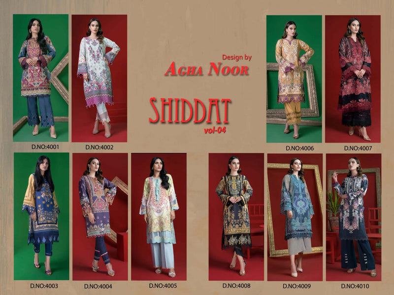 Agha Noor Shiddat Vol 4 Jam Satin Cotton Printed karachi  Salwar Suit