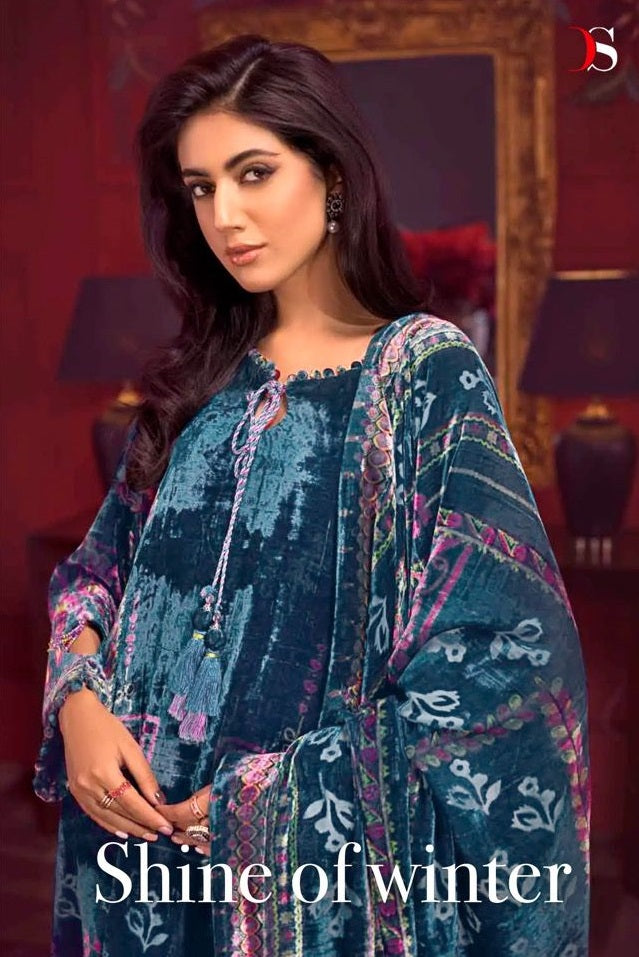 Deepsy Suit Shine Of Winter Velvet With Beautiful Embroidery Work Stylish Designer Pakistani Salwar Suit