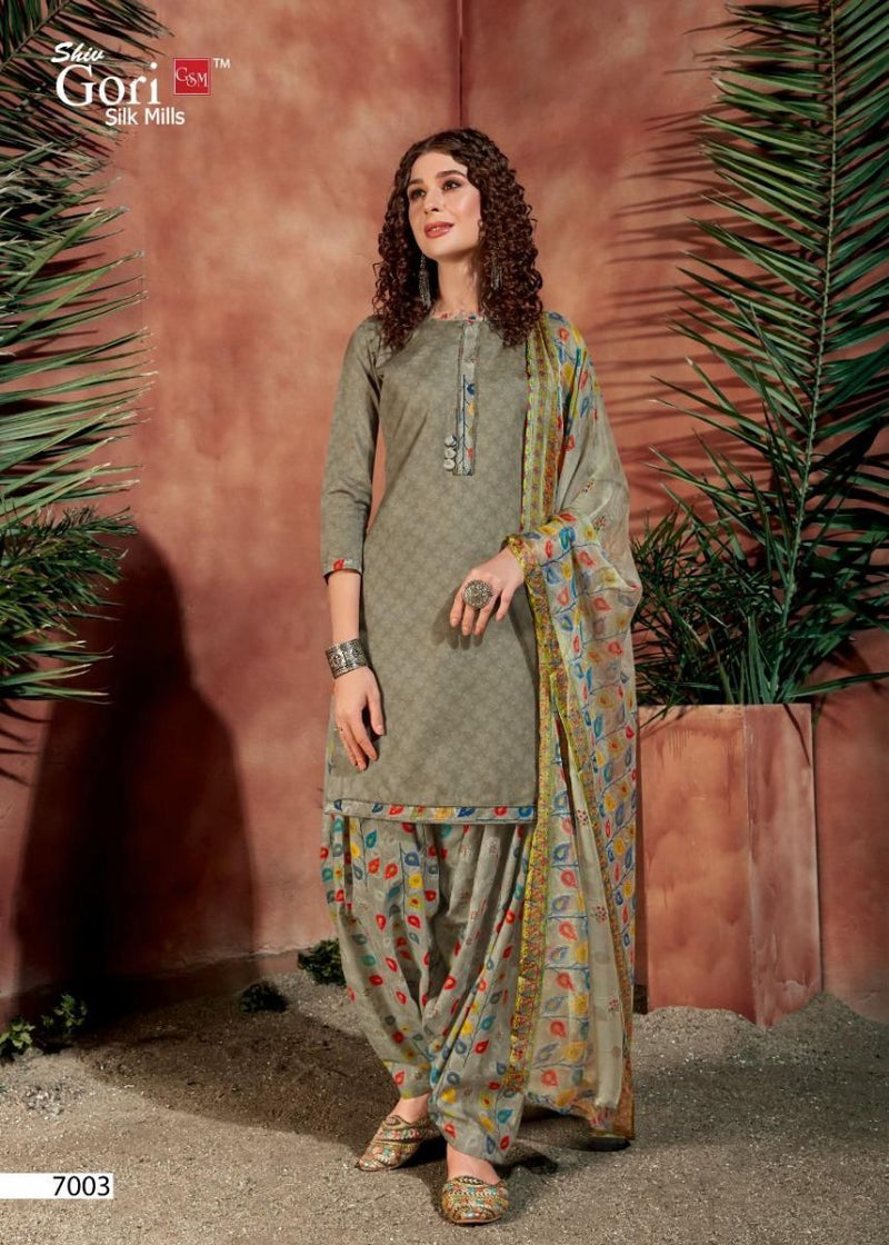 SHIV GORI SILK MILLS EKTA VOL 7 COTTON PATIYALA STYLE DRESS MATERIAL SALWAR SUIT