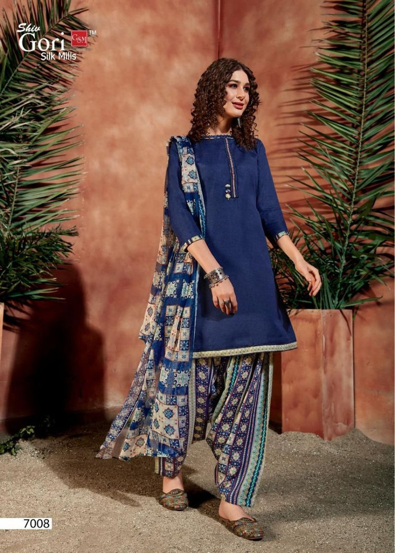 SHIV GORI SILK MILLS EKTA VOL 7 COTTON PATIYALA STYLE DRESS MATERIAL SALWAR SUIT