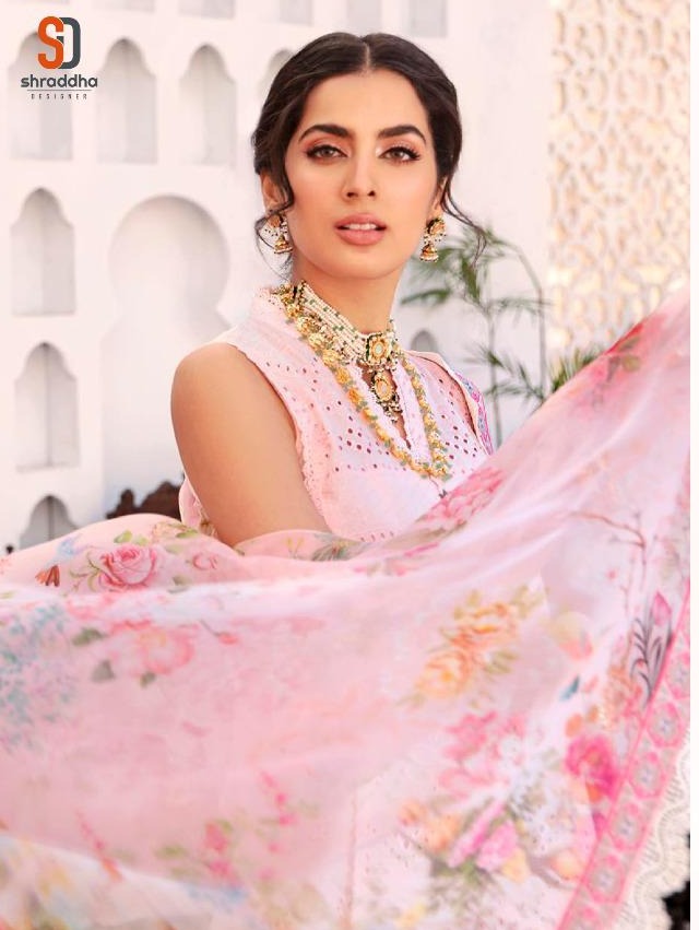Shraddha Designer Noor Vol 5 Pure Cambric Cotton Wedding Wear Salwar Suits With Heavy Chicken  Embroidery Work