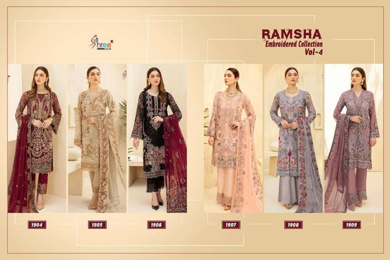Shree Fasb Ramsha Embroidered  Vol 4 Fox Georgette Salwar Kameez  Suits