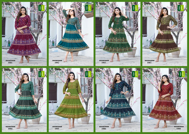 Hirwa Shrimati Rayon With Fancy Work Stylish Designer Festive Wear Attractive Look Fancy Kurti