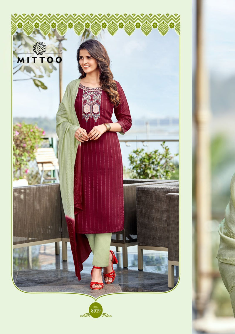 Mittoo Shrinagar Vol 5 Viscose Designer Kurtis With Bottom & Dupatta