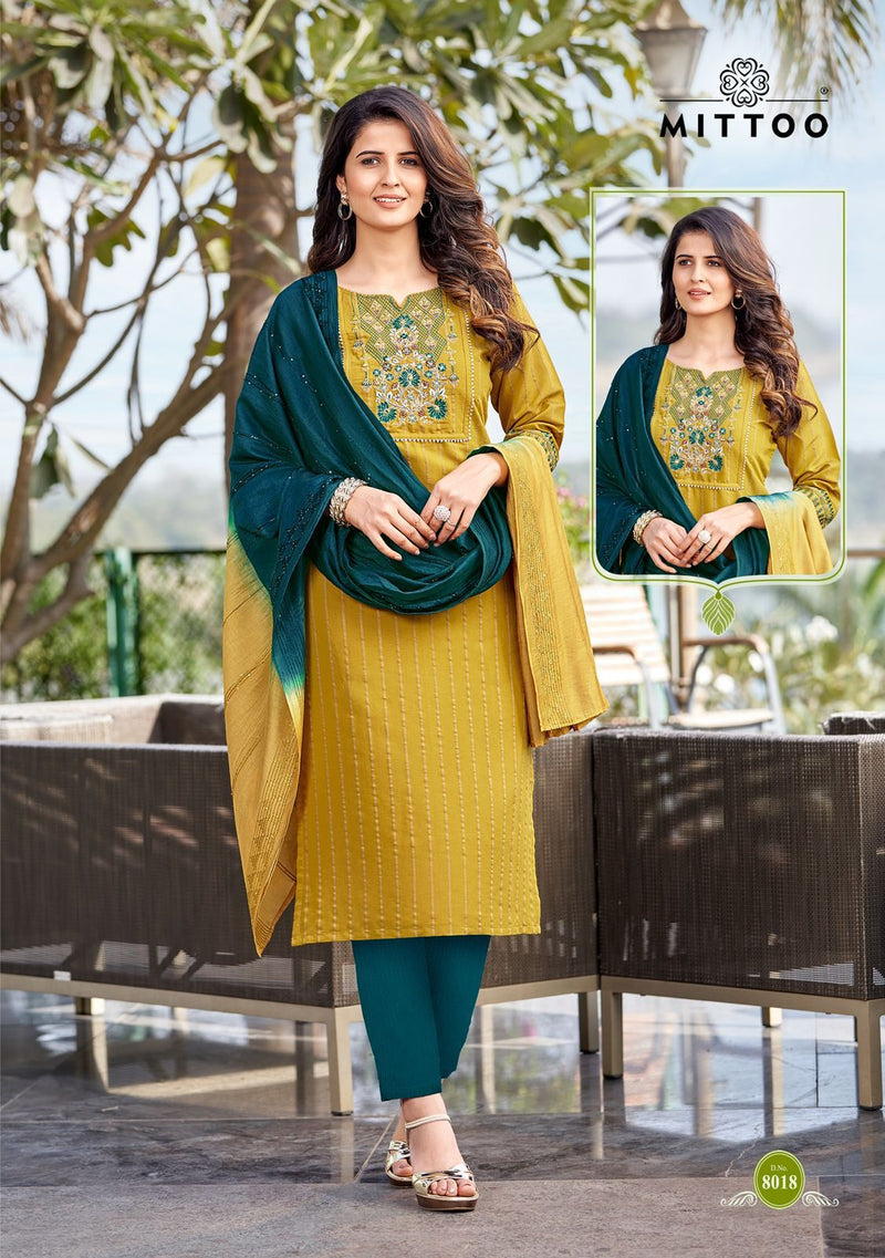 Mittoo Shrinagar Vol 5 Viscose Designer Kurtis With Bottom & Dupatta