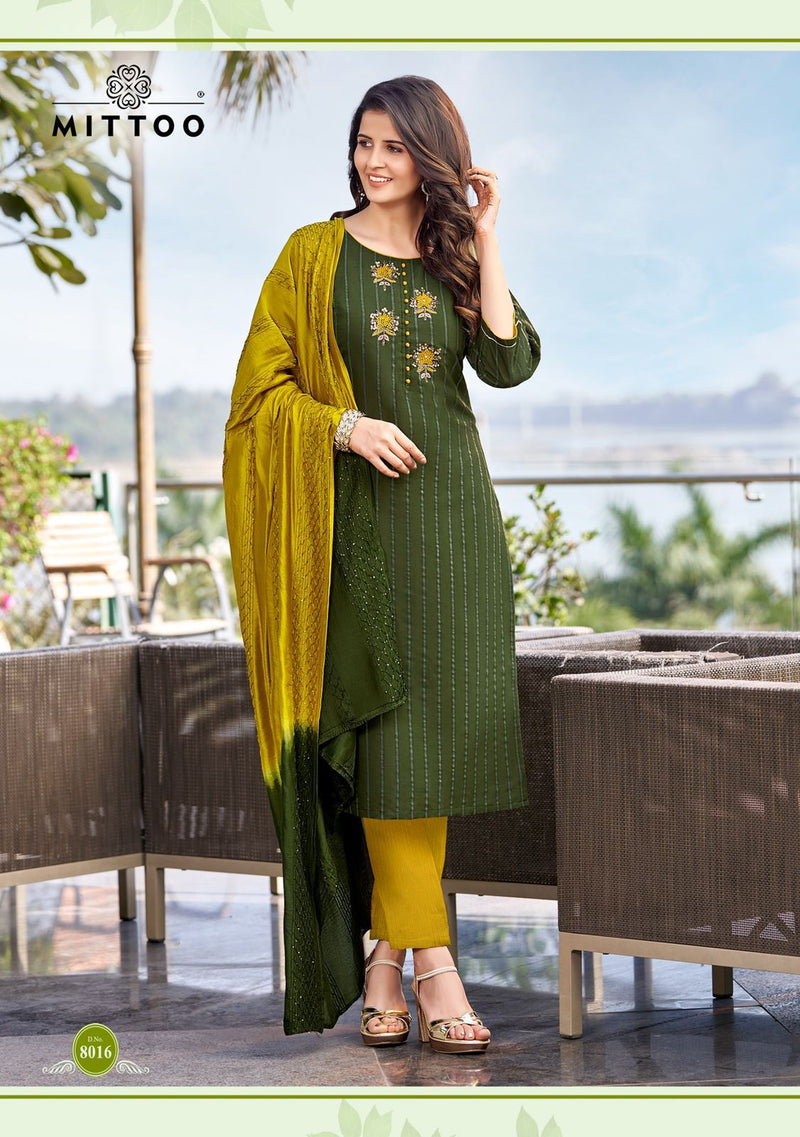 Mittoo Shrinagar Vol 5 Viscose Designer Kurtis With Bottom & Dupatta