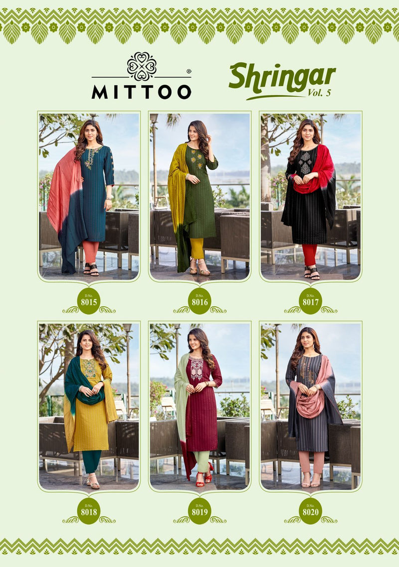 Mittoo Shrinagar Vol 5 Viscose Designer Kurtis With Bottom & Dupatta