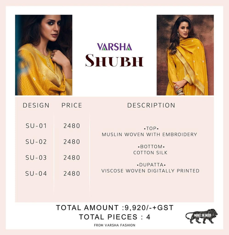 Varsha Shubh Muslin Silk With Heavy Embroidery Work Stylish Designer Festive Wear Salwar Suit