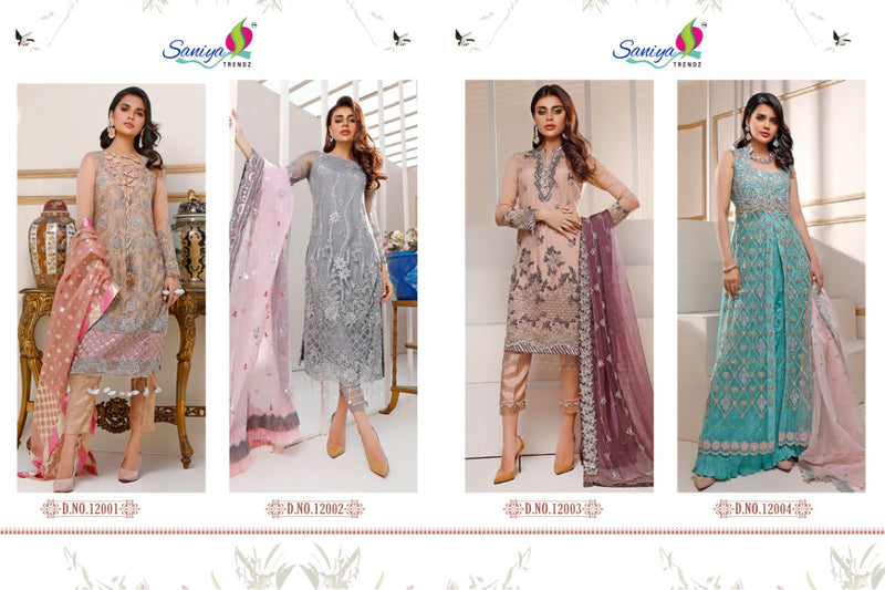 Saniya Trendz Sifona Faux Georgette Embroidered Premium Collection Salwar Suits