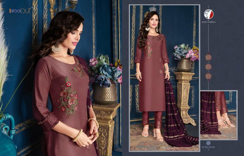 Anuj Fabs Silk Affair Muslin With Fancy Work Stylish Designer Festive Wear Casual Look Kurti