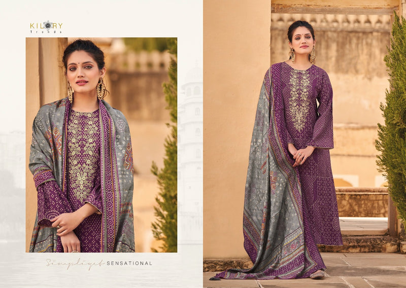 Kilory Trendz Silk Of Bandhej Viscose Musline Digital Foil Print Fancy Coding Work Fancy Designer Partywear Salwar Suit