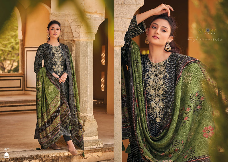 Kilory Trendz Silk Of Bandhej Viscose Musline Digital Foil Print Fancy Coding Work Fancy Designer Partywear Salwar Suit