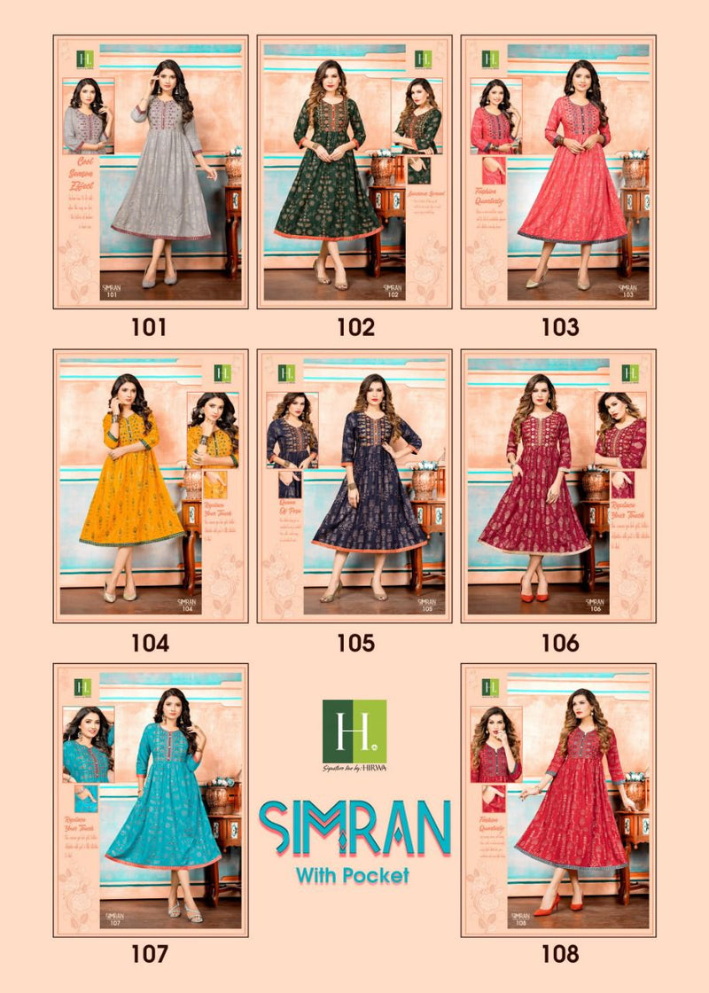 Hirwa Simran Heavy Rayon Printed Fancy Designer Kurti