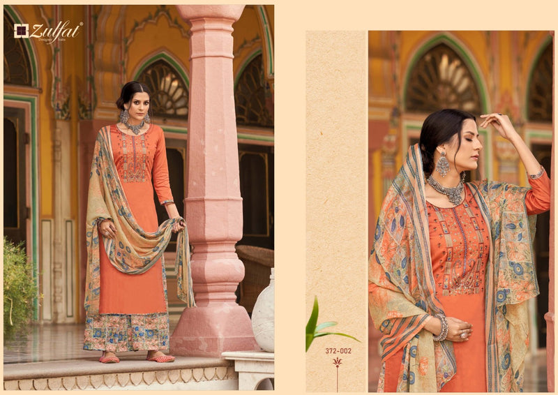 Zulfat Designer Suits Simran Jam Cotton Pakistani Style  Party Wear Salwar Kameez With Fancy Embroidery
