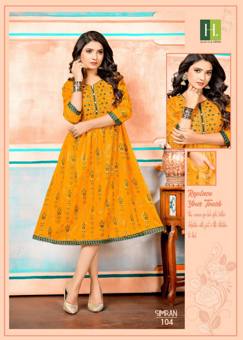 Hirwa Simran Heavy Rayon Printed Fancy Designer Kurti