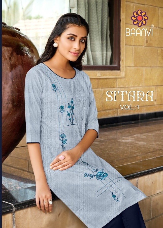 Baanvi Sitara Vol 1 Cotton Fancy Casual wear Kurtis With Bottom