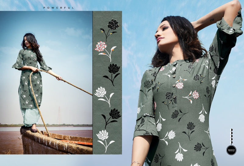 Sitka Dazzle Vol.6 Dischrge Print Kurti With Handwork And Plazo In Rayon