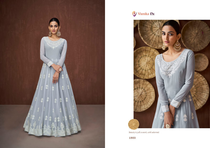 FLORY VOL 6 BY KHUSHBOO EXCLUSIVE DESIGNER SILK GEORGETTE LONG GOWN STYLE  ANARKALI SUIT WITH DUPATTA - Reewaz International | Wholesaler & Exporter  of indian ethnic wear catalogs.